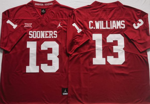 Men Oklahoma Sooners #13 C.Williams Red 2025 NCAA Jersey